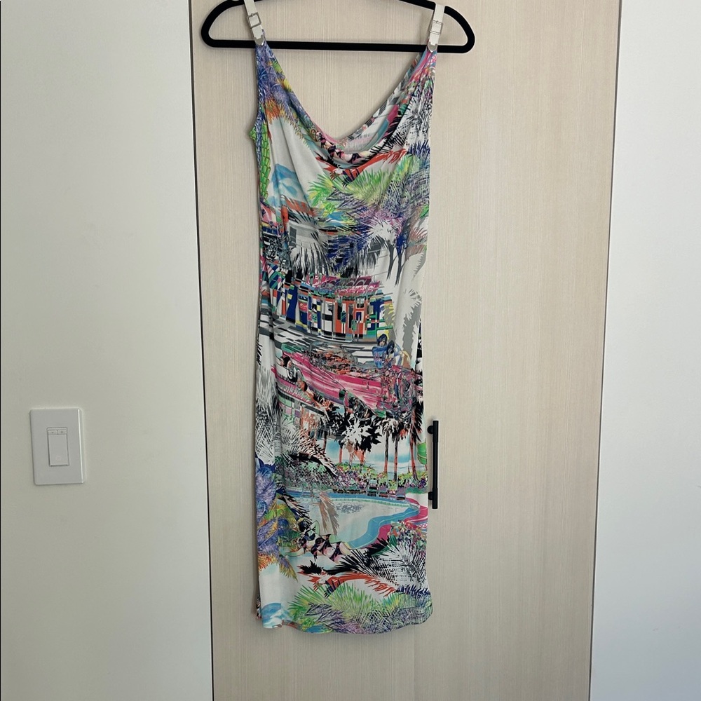 Vintage esacada Tropical Print Slip Dress in Multicolor